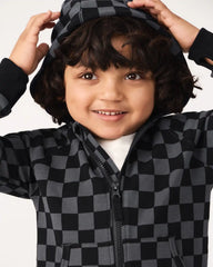 Monochrome Checks Zip Hoodie