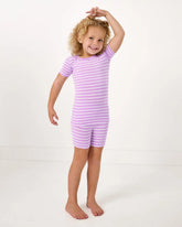 Sweet Orchid Stripe Two-Piece Short Sleeve & Shorts Pajama Set