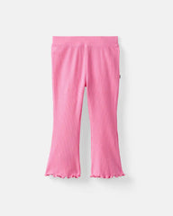 Sweet Pink Ribbed Flare Pant