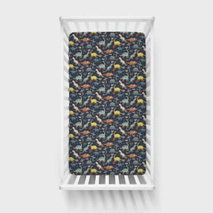 Navy Jurassic Jungle Fitted Crib Sheet