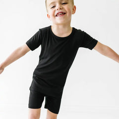 Black Two-Piece Short Sleeve & Shorts Pajama Set