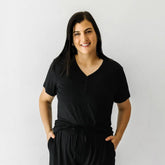 Black Women's Short Sleeve Pajama Top