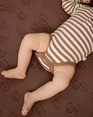 Chestnut Brown Stripe Henley Bodysuit