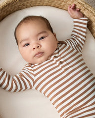 Chestnut Brown Stripe Henley Bodysuit