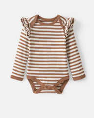 Chestnut Brown Stripe Flutter Bodysuit