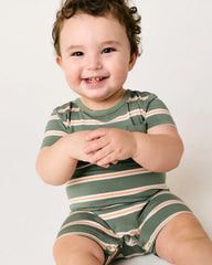 Moss Stripe Pocket Shorty Romper