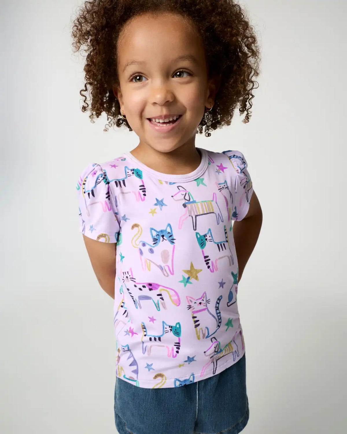 Whiskers & Wags Purple Puff Sleeve Tee
