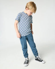 Dusk Blue Checks Relaxed Pocket Tee