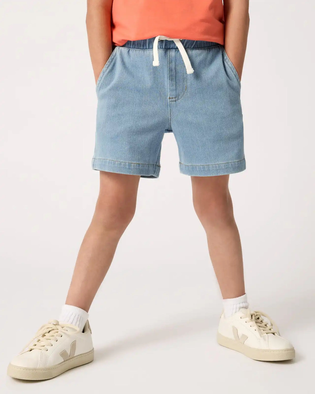 Light Blue Denim Chino Shorts