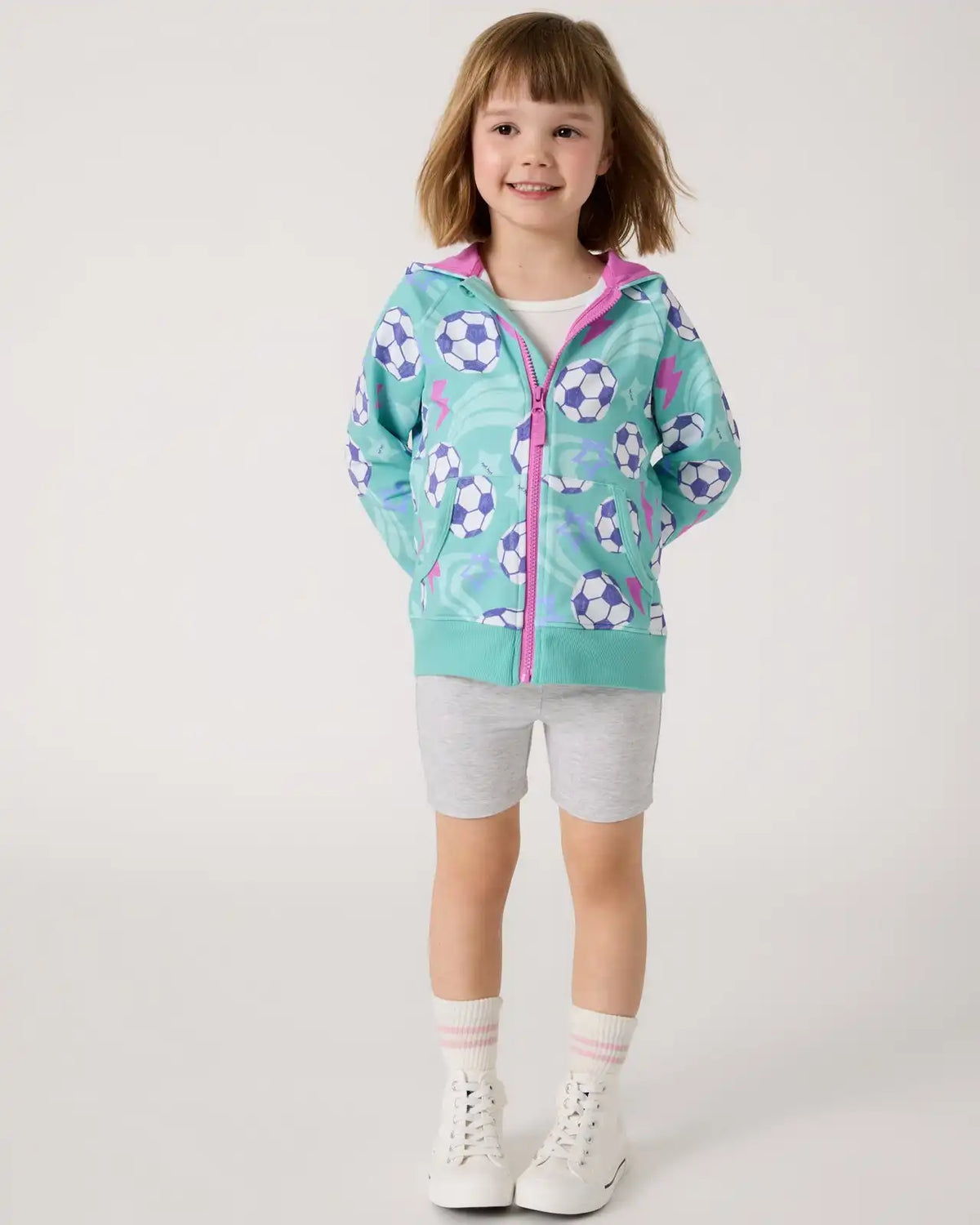 Aqua Soccer Stars Zip Hoodie
