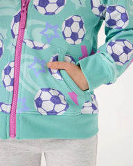 Aqua Soccer Stars Zip Hoodie