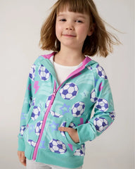 Aqua Soccer Stars Zip Hoodie