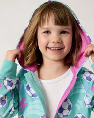 Aqua Soccer Stars Zip Hoodie