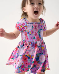Sweet Sprigs Puff Sleeve Smocked Dress with Bloomer