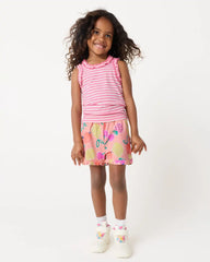 Sweet Pink Stripe Ribbed Ruffle Tank