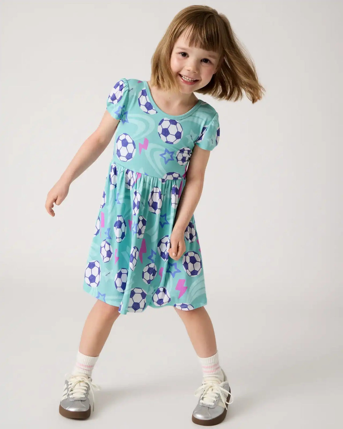 Aqua Soccer Stars Skater Dress