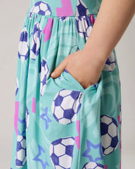 Aqua Soccer Stars Skater Dress