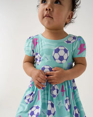 Aqua Soccer Stars Skater Dress with Bodysuit