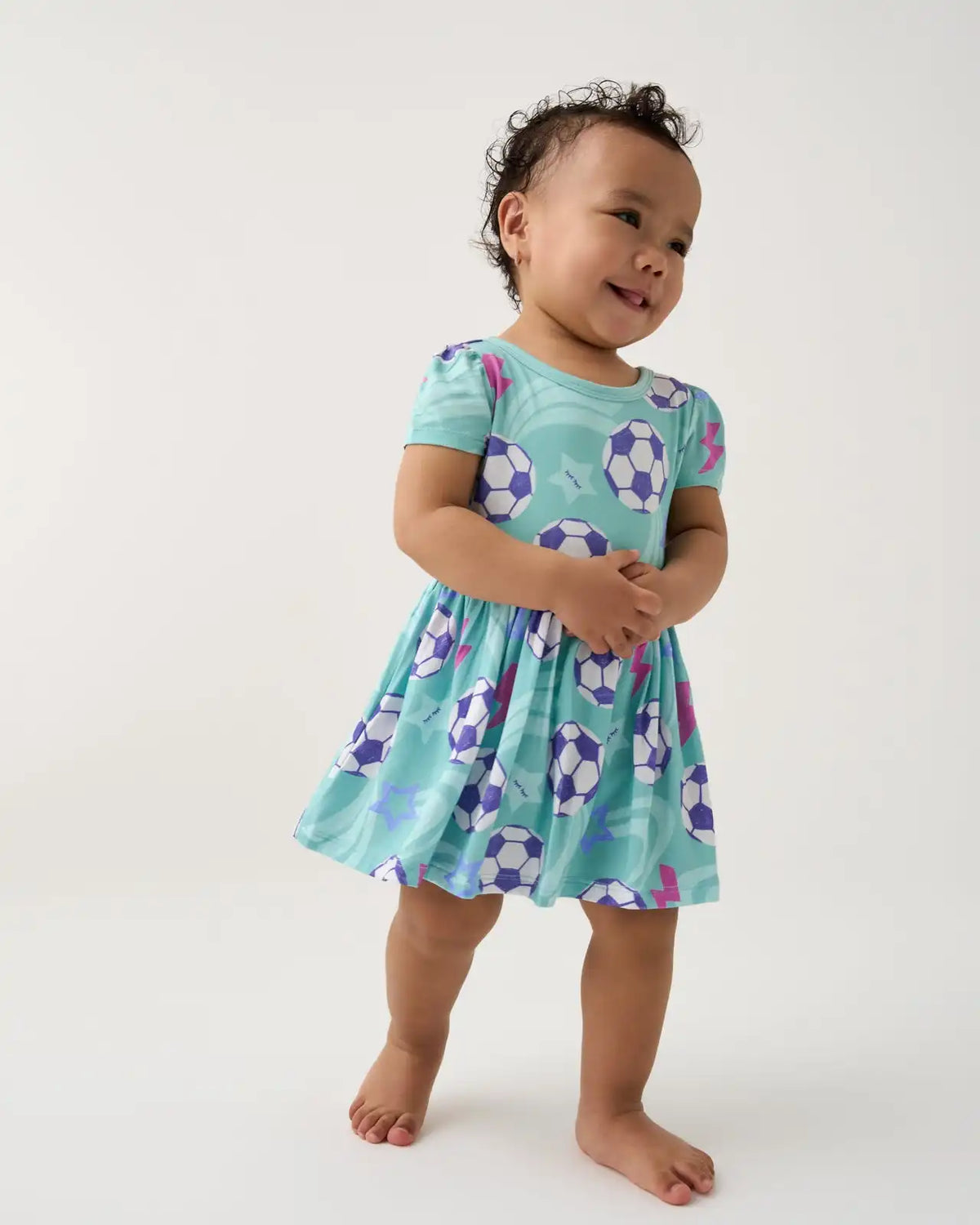 Aqua Soccer Stars Skater Dress with Bodysuit