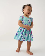 Aqua Soccer Stars Skater Dress with Bodysuit