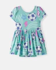 Aqua Soccer Stars Skater Dress with Bodysuit