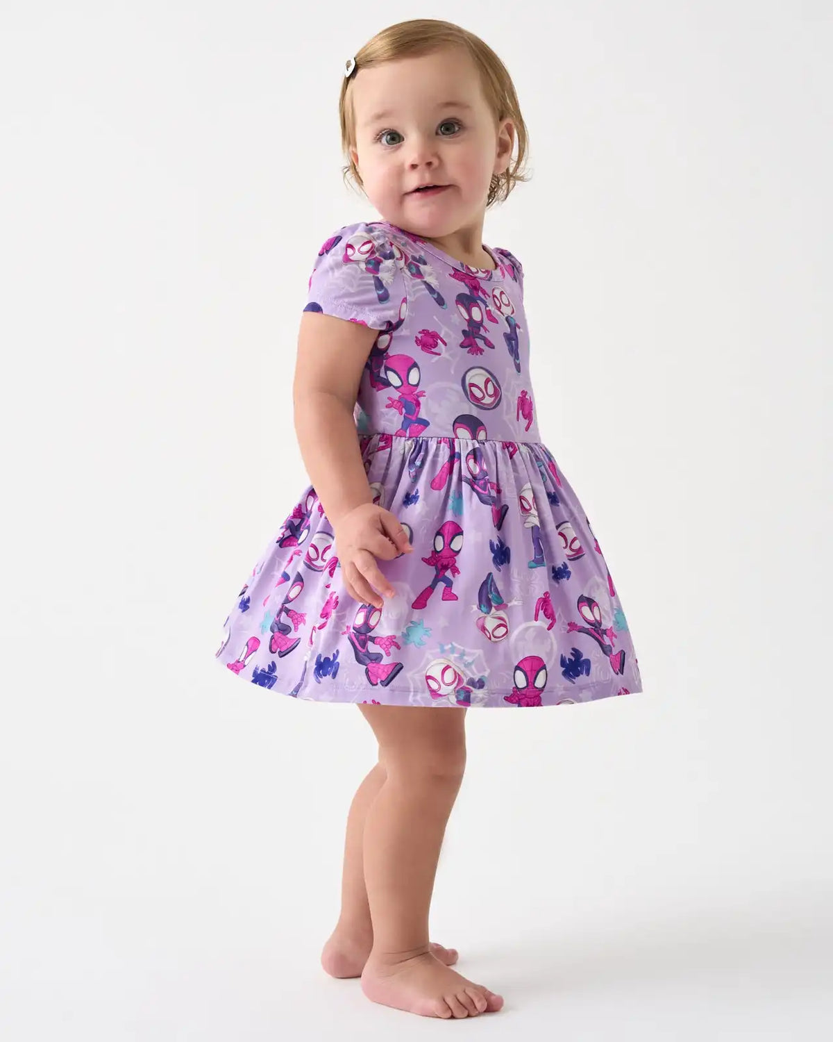 Spidey & His Amazing Friends Purple Tiny Webs Skater Dress with Bodysuit