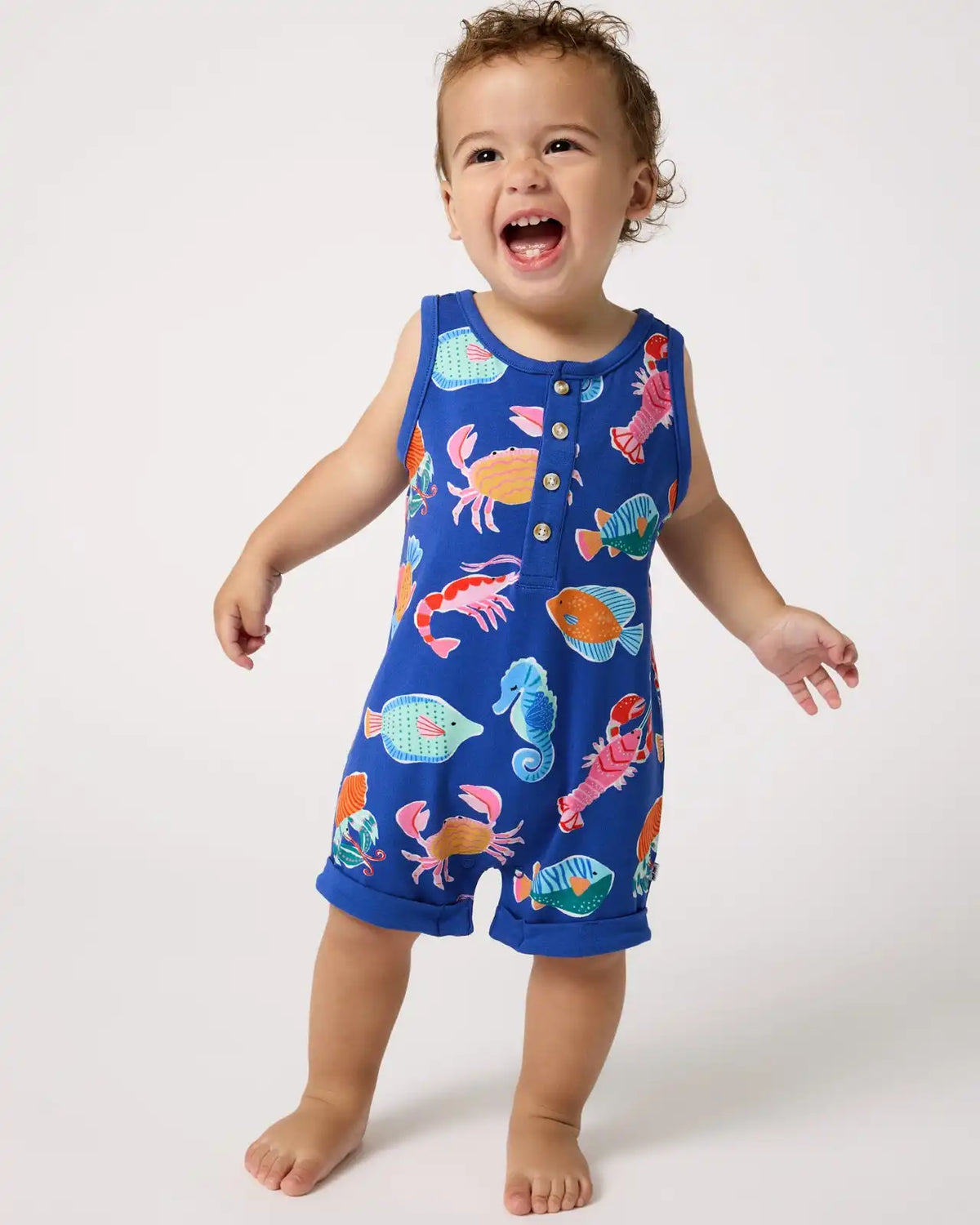 Tidepool Party Henley Romper