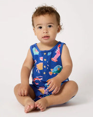 Tidepool Party Henley Romper