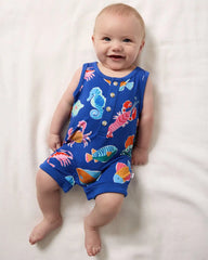 Tidepool Party Henley Romper