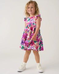 Hibiscus Blooms Tiered Flutter Dress