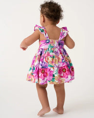 Hibiscus Blooms Tiered Flutter Dress with Bloomer