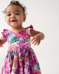 Hibiscus Blooms Tiered Flutter Dress with Bloomer