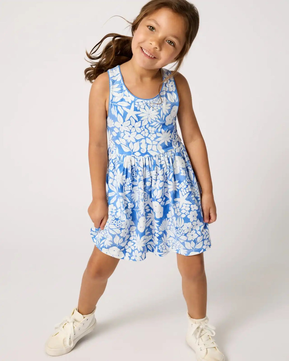 Azure Garden Cross Back Skater Dress