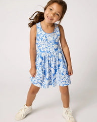 Azure Garden Cross Back Skater Dress
