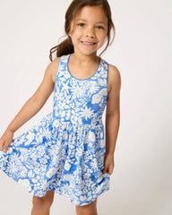Azure Garden Cross Back Skater Dress