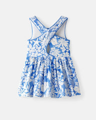 Azure Garden Cross Back Skater Dress with Bloomer