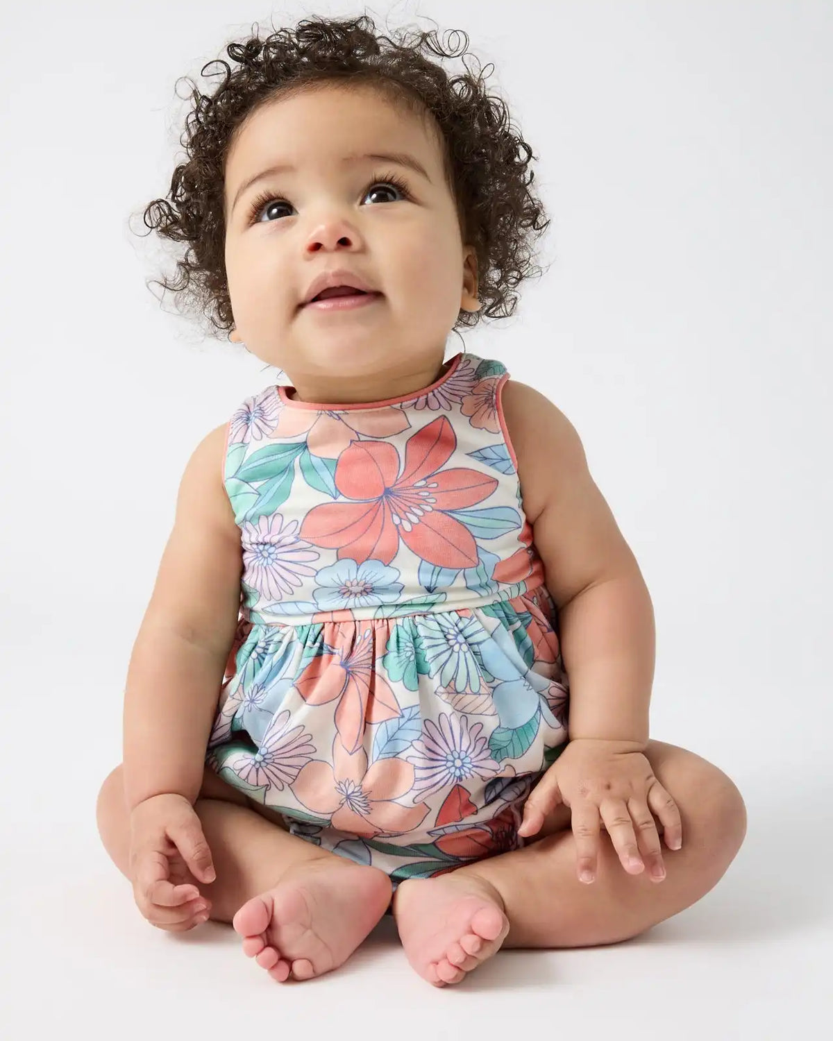 Shoreline Blooms Cross Back Skater Dress with Bloomer