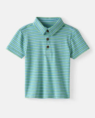 Fresh Green Heather Stripes Polo Shirt