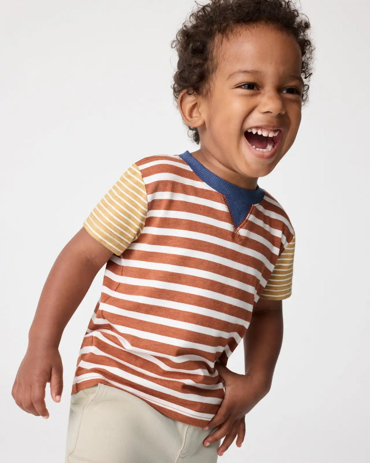 Golden Amber Heather Stripe Relaxed Tee
