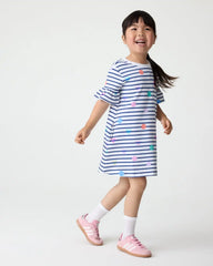 Smiley Stripes Ruffled Shift Dress