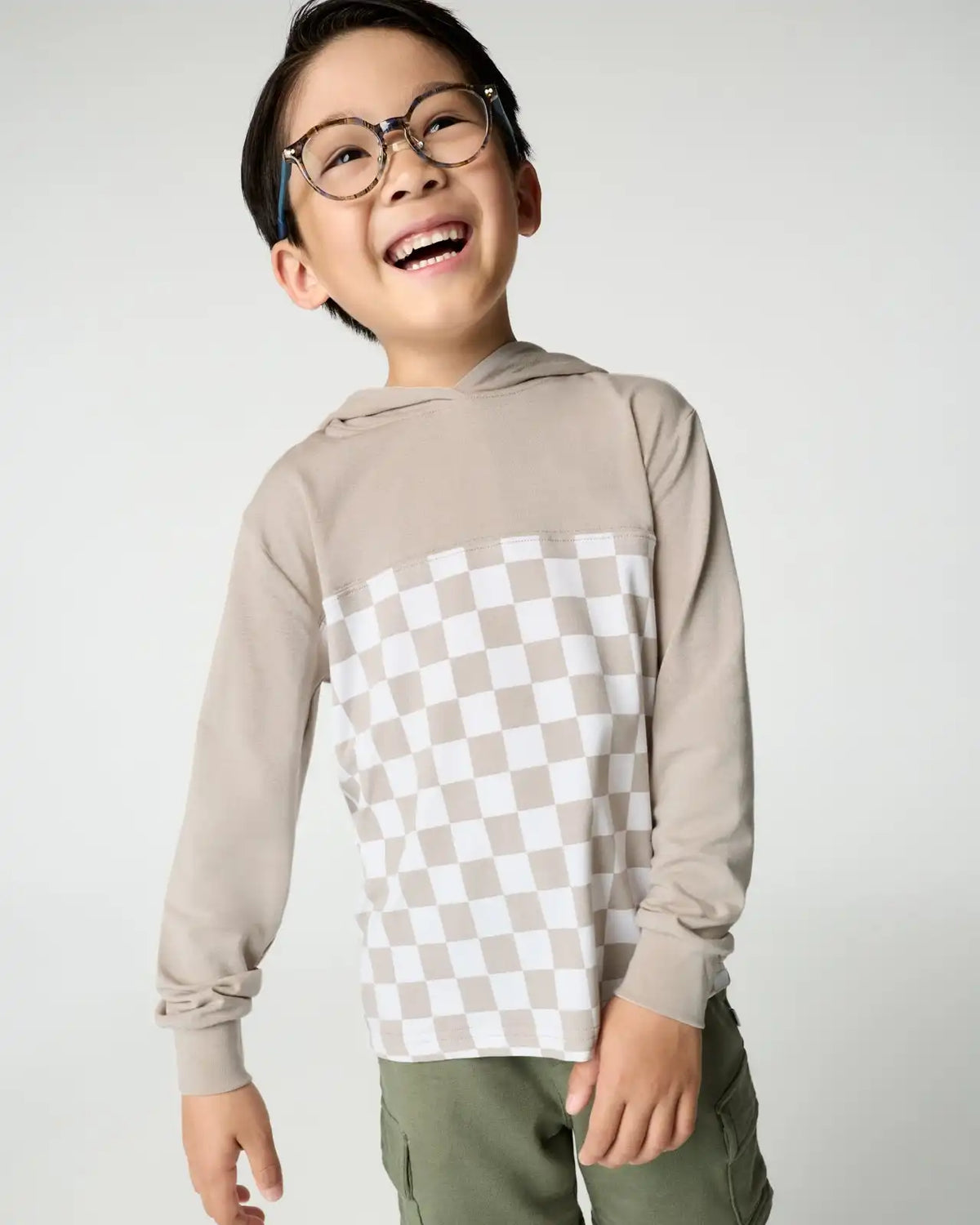 Stone Checks Relaxed Hooded Tee