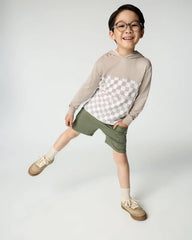 Stone Checks Relaxed Hooded Tee