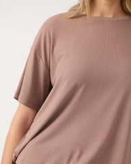 Hazy Brown Women's Ribbed Boxy Tee