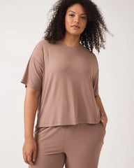 Hazy Brown Women's Ribbed Boxy Tee