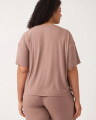 Hazy Brown Women's Ribbed Boxy Tee