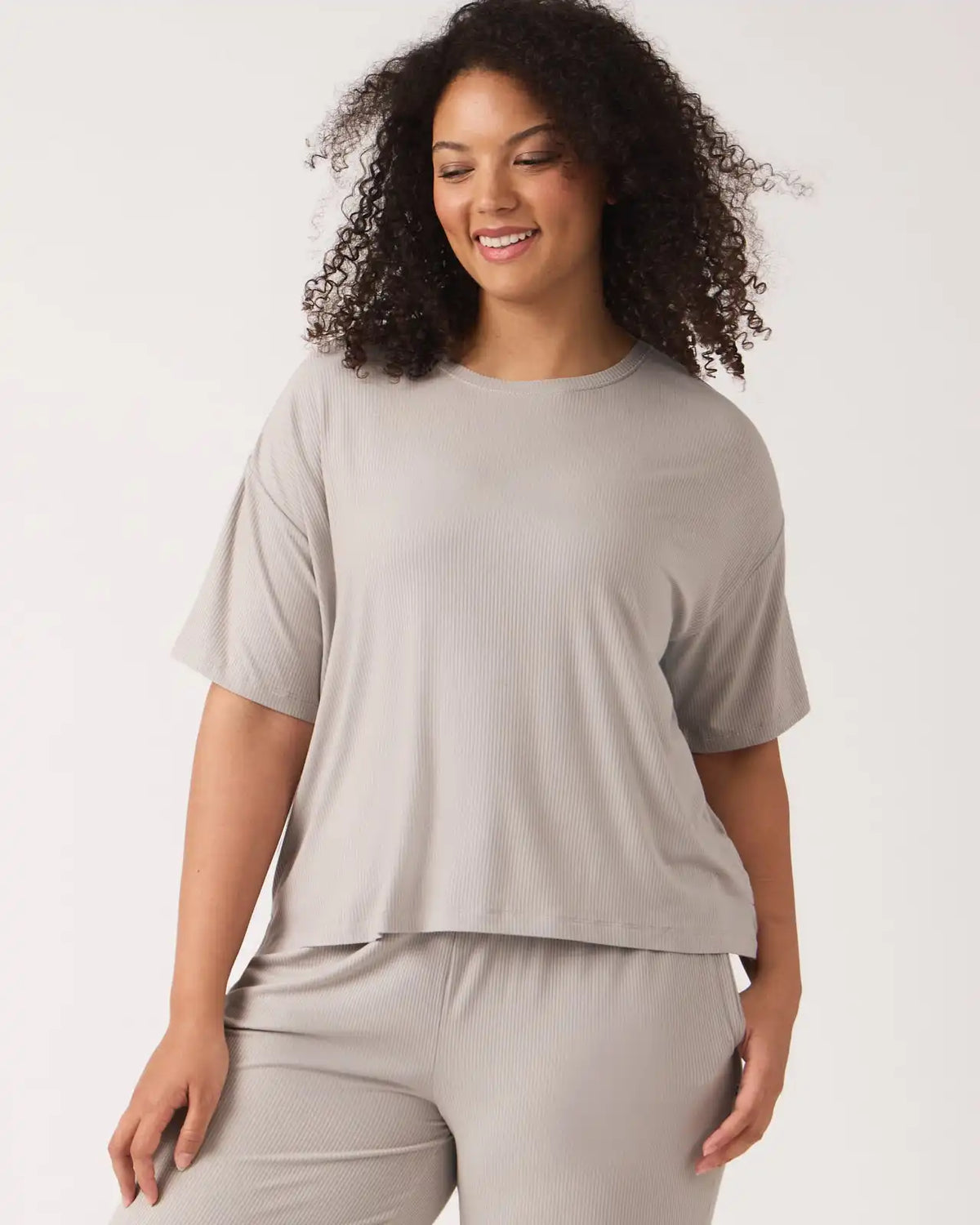 Dove Gray Women's Ribbed Boxy Tee
