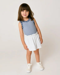 Infinite Blue Stripe Ribbed Ruffle Tank