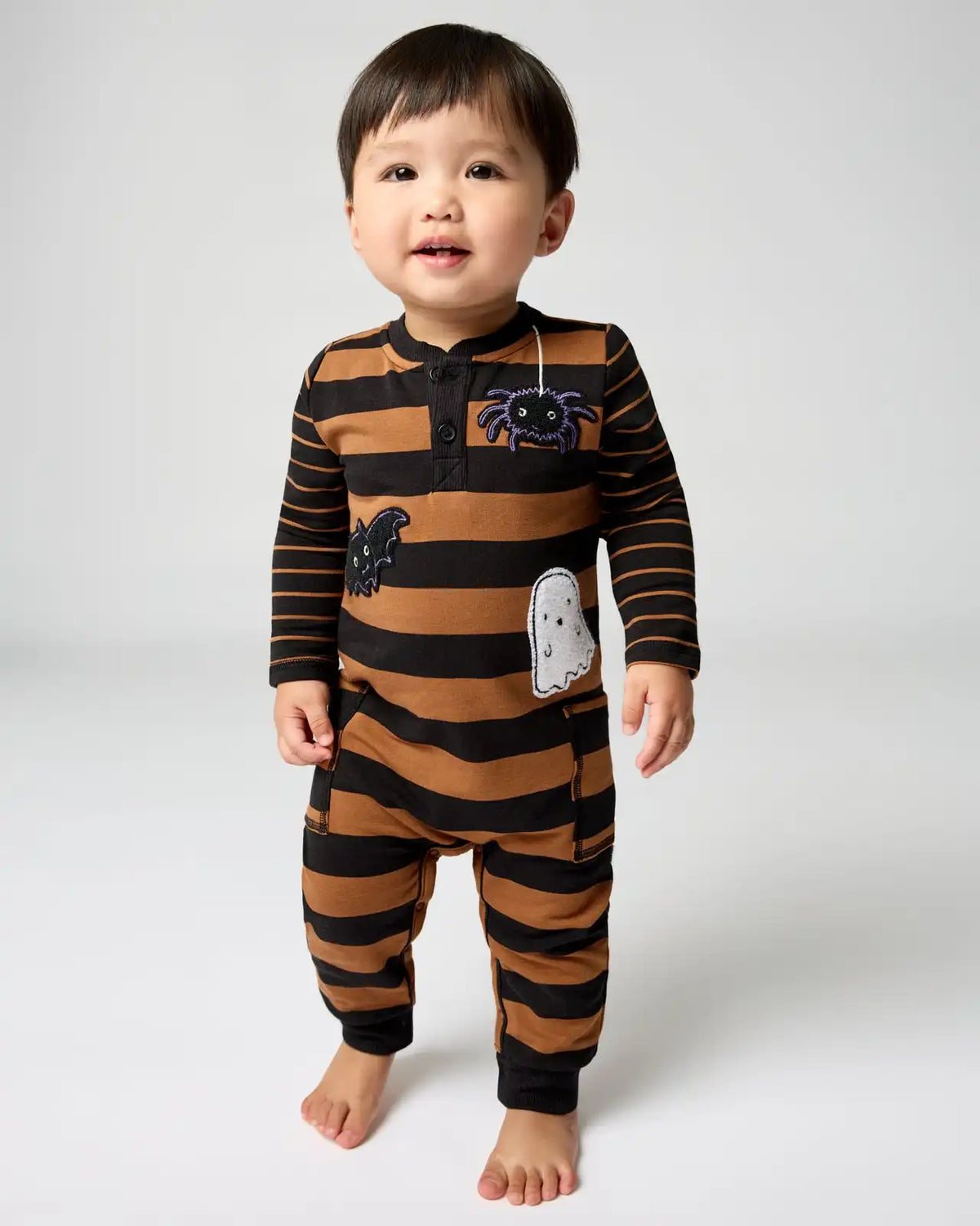 Spooky Stripes Henley Romper