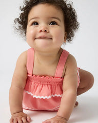 Beach Coral Smocked Top with Bloomer