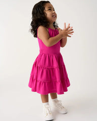 Pink Punch Open Back Tiered Dress